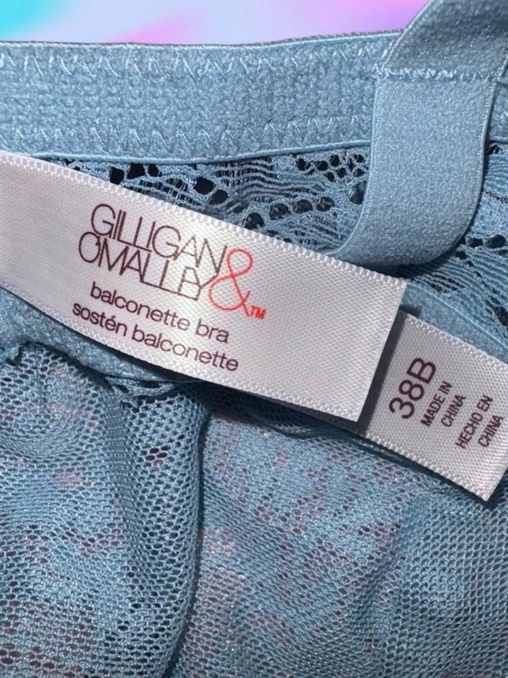 vtg y2k unlined lace balconette bra - gilligan & o’malley, sz 38b - Picture 3 of 3